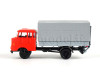 IFA W50L, prodloužená kabina, dřevěná korba, plachta a zadní nakládací plošina, červená, TT, Haedl 121047-11