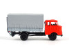 IFA W50L, prodloužená kabina, dřevěná korba, plachta a zadní nakládací plošina, červená, TT, Haedl 121047-11