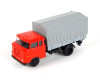 IFA W50L, prodloužená kabina, dřevěná korba, plachta a zadní nakládací plošina, červená, TT, Haedl 121047-11