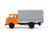 IFA W50L, prodloužená kabina, dřevěná korba, plachta a zadní nakládací plošina, pastelová oranžová, TT, Haedl 121047-15