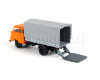 IFA W50L, prodloužená kabina, dřevěná korba, plachta a zadní nakládací plošina, pastelová oranžová, TT, Haedl 121047-15