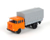IFA W50L, prodloužená kabina, dřevěná korba, plachta a zadní nakládací plošina, pastelová oranžová, TT, Haedl 121047-15