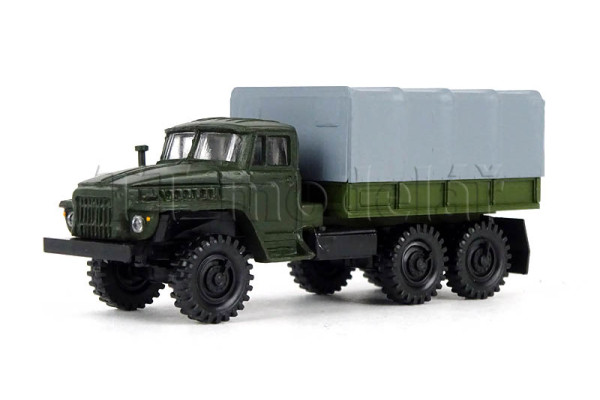 Ural 375, vojenský, s ocelovými bočnicemi a s plachtou, TT, Haedl 124101