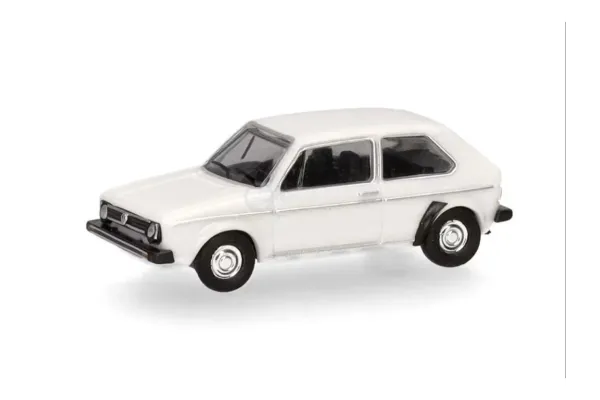 Osobní auto Volkswagen Golf 1, bílá barva, Hobbymesse 2025, TT, Herpa 958639