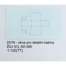 Vyřezávaná okna pro kabiny ŽDJ 5/3 / AD-080, TT, Štěpnička D078