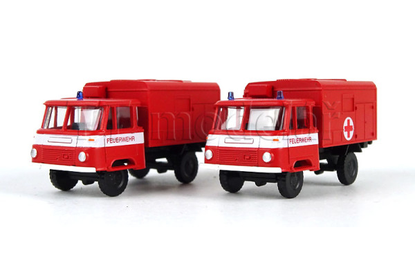 Set dvou hasičských Roburů, IV. epocha, TT, model Galerie Tillig 2025, Tillig 502419