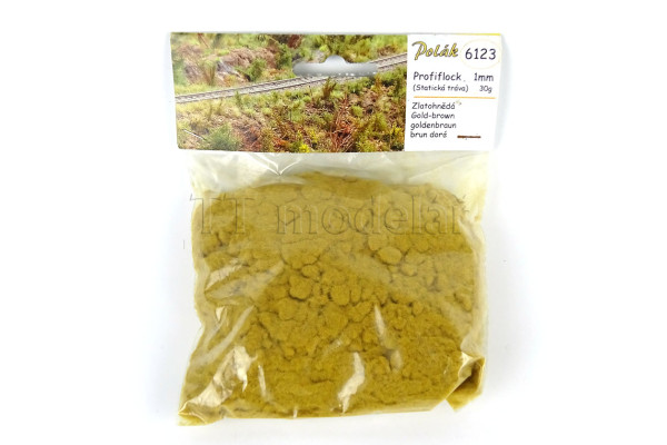 Flock, 1 mm, profiflock, zlatý okr, 30 g, Polák 6123 Flock, 1 mm, profiflock, zlatý okr, 30 g, Polák 6123
