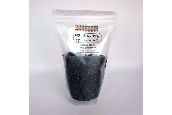 Štěrk tmavě šedý, 350 g, TT/H0, AV Model KR-002