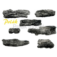 Odlitky skály, šedočerné, 7 ks, Polák 3205