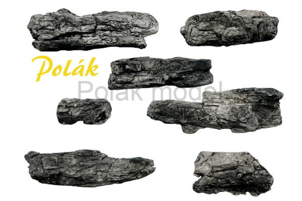 Odlitky skály, šedočerné, 7 ks, Polák 3205