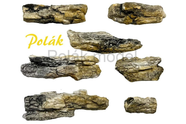 Odlitky skály, šedookrové, 7 ks, Polák 3207