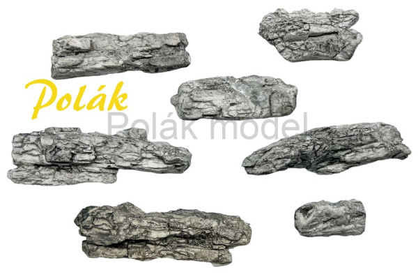 Odlitky skály, šedé, 7 ks, Polák 3208