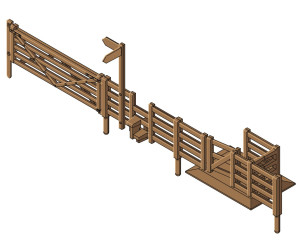 Dřevěné flexibilní oplocení, 2 sloupky, 2 brány, 2800 mm, TT, Peco LK12118