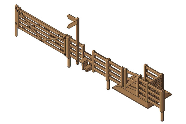 Dřevěné flexibilní oplocení, 2 sloupky, 2 brány, 2800 mm, TT, Peco LK12118