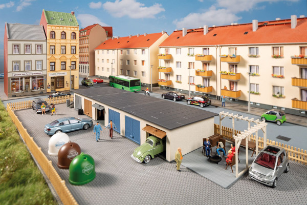 Stavebnice, garáže s příslušenstvím, H0, Auhagen 11484