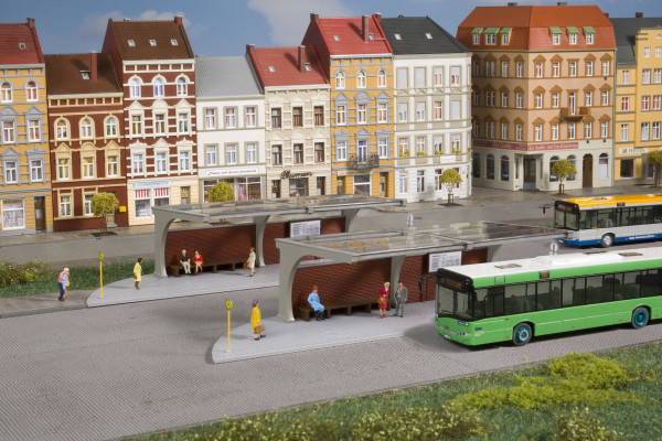 Stavebnice, zastávky/nástupiště autobusu, H0, Auhagen 11485