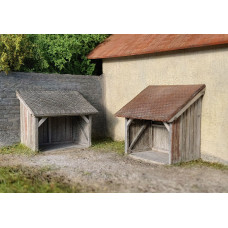 Stavebnice dvou kůlen ke stěně, H0, Model Scene 98514