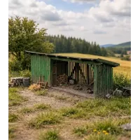 Kůlna s přístřeškem, stavebnice, H0 Model Scene 98555 Kůlna s přístřeškem, stavebnice, H0 Model Scene 98555