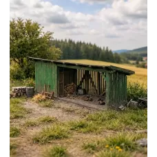 Kůlna s přístřeškem, stavebnice, H0 Model Scene 98555