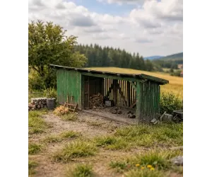 Kůlna s přístřeškem, stavebnice, H0 Model Scene 98555
