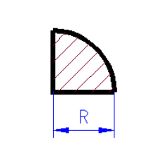 Plastové tyče čtvrtkruhového průřezu, délka 350 mm, R 0,75 mm, Evergreen 246