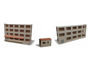 Stavebnice, kulisa průmyslové budovy, typ 1, H0, IGRA MODEL 261007