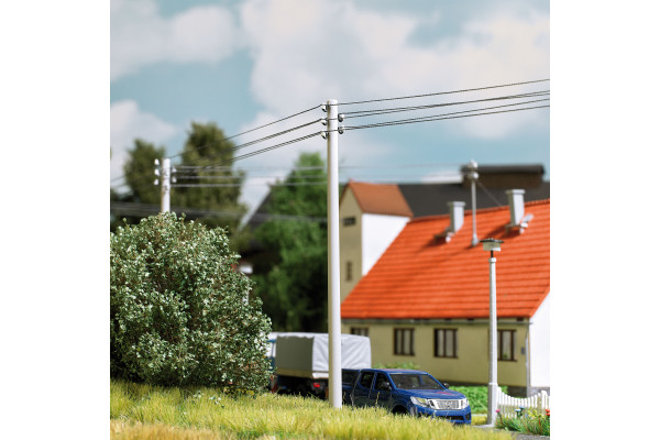 Betonové sloupy elektrického vedení, 12 kusů, TT, Busch 8951