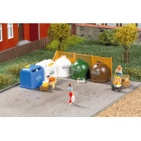 Kontejner na tříděný odpad s příslušenstvím, H0, Auhagen 41695 Kontejner na tříděný odpad s příslušenstvím, H0, Auhagen 41695