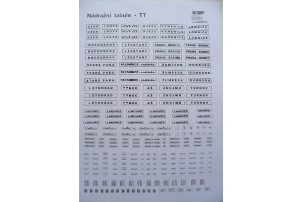 Staniční nápisy TT, DK model TT0952