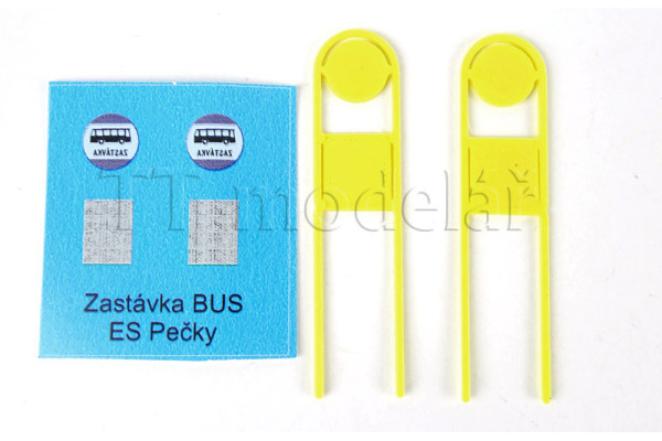 Označník autobusové zastávky ČAD, 2 kusy, H0, ES Pečky 23462