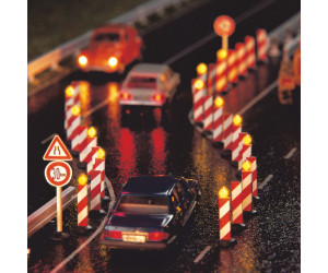 Výstražné sloupky s majáky, 7 kusů, trvalý svit, TT, Busch 5912