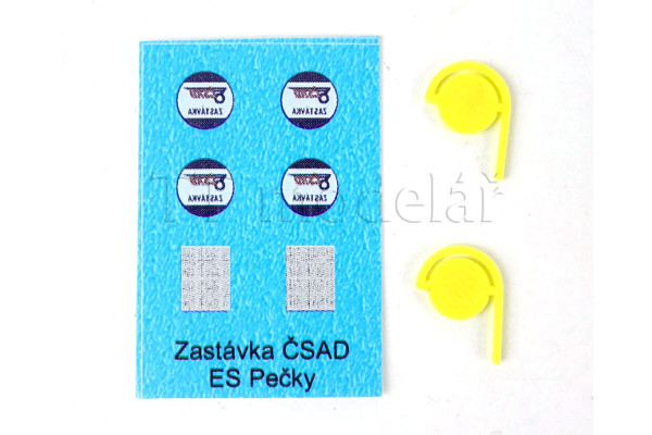 Označník autobusové zastávky ČSAD nástěnný, 2 kusy, TT, ES Pečky 19400