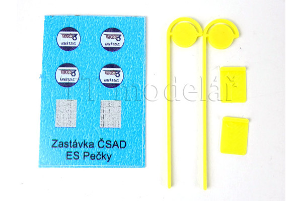 Označník autobusové zastávky ČSAD jednoduchý, 2 kusy, TT, ES Pečky 19401