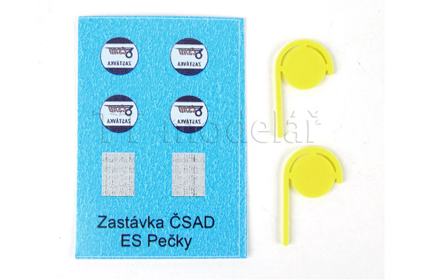 Označník autobusové zastávky ČSAD nástěnný, 2 kusy, H0, ES Pečky 23463 Označník autobusové zastávky ČSAD nástěnný, 2 kusy, H0, ES Pečky 23463