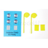 Označník autobusové zastávky ČSAD jednoduchý, 2 kusy, H0, ES Pečky 23464