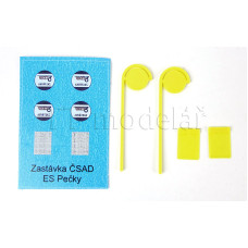 Označník autobusové zastávky ČSAD jednoduchý, 2 kusy, H0, ES Pečky 23464