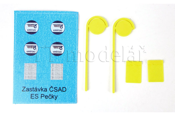 Označník autobusové zastávky ČSAD jednoduchý, 2 kusy, H0, ES Pečky 23464