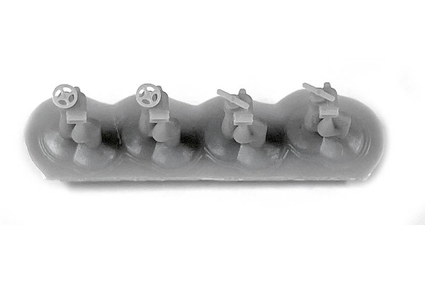 Set kohoutů pro kotel parní lokomotivy, 4 kusy, TT, MFL L0042
