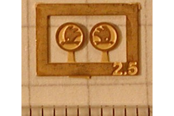 Znaky ŠKODA, průměr 2,5 mm, pravý a levý, N, Lepieš N004