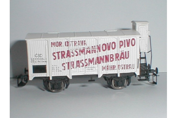 Stavebnice chladicího vozu na pivo ČSD, Strassmannovo pivo Moravská Ostrava, TT, DK model TT0657