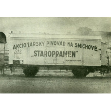 Stavebnice chladicího vozu na pivo Staropramen, bílý vůz, zelený nápis, TT, DK model TT0641