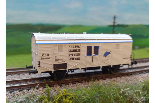 Stavebnice vozu na přepravu živých ryb, ČSD, III. epocha, TT, DK model TT0610 Stavebnice vozu na přepravu živých ryb, ČSD, III. epocha, TT, DK model TT0610