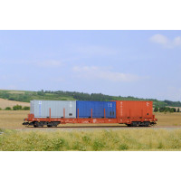 Stavebnice kontejnerového vozu Sgs/Pasy 11, ČSD, ložený třemi kontejnery, IV. epocha, TT, SDV 12167