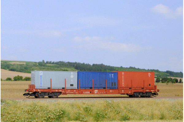 Stavebnice kontejnerového vozu Sgs/Pasy 11, ČSD, ložený třemi kontejnery, IV. epocha, TT, SDV 12167