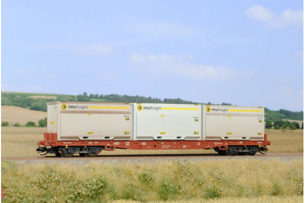 Stavebnice kontejnerového vozu Sgs 11, ČD/ČDC, se třemi 20´ kontejnery, V.–VI. epocha, TT, SDV 12170