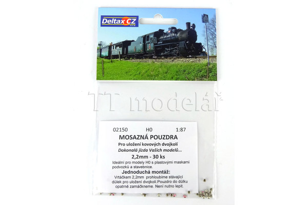 Mosazná pouzdra - 2,2 mm, 30 ks,H0, Deltax 02150 Mosazná pouzdra - 2,2 mm, 30 ks,H0, Deltax 02150