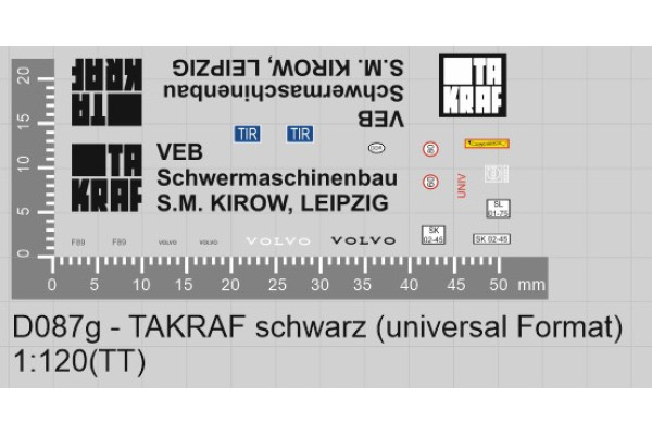 Obtiskový aršík TAKRAF schwarz, TT, Štěpnička D087g