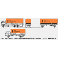 Obtiskový aršík, BAUKOMBINAT LEIPZIG, pro valníky, malý, TT, Štěpnička D087j Obtiskový aršík, BAUKOMBINAT LEIPZIG, pro valníky, malý, TT, Štěpnička D087j