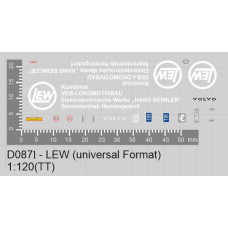 Obtiskový aršík, LEW Lokomotivbau, univerzální formát, TT, Štěpnička D087l Obtiskový aršík, LEW Lokomotivbau, univerzální formát, TT, Štěpnička D087l