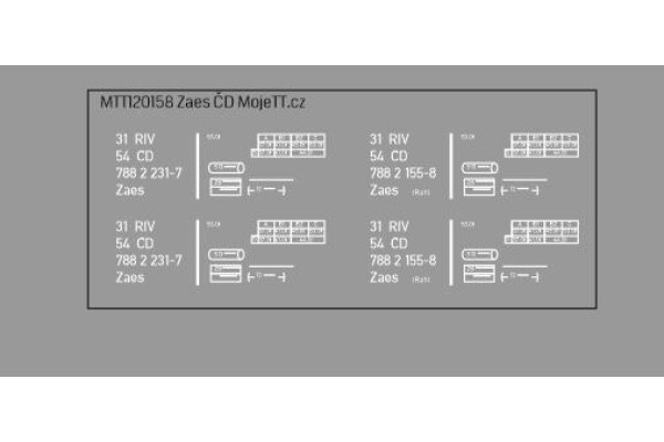 Obtisk na vůz Zaes/Rah Igra, ČD, tabule, V. epocha, TT, MojeTT 120158